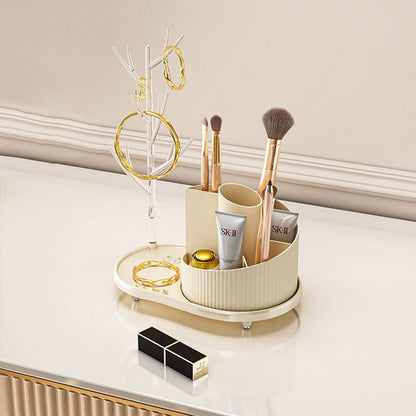 Rotating Makeup Organizer With Jewelry Storage