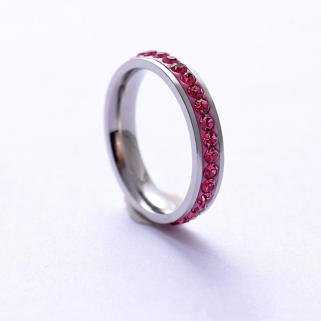 Five-row Ceramic Clay Full-diamond Stainless Steel Ring With Diamond Inlay